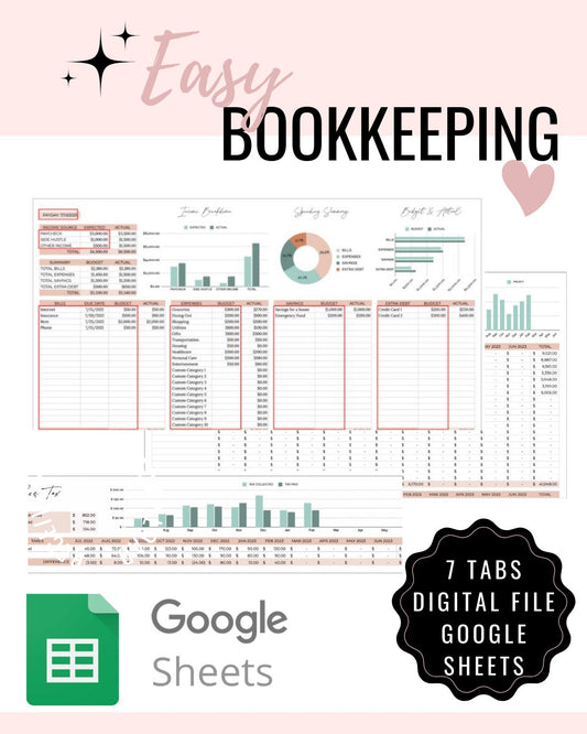 Bookkeeping made easy Google Sheets Instant Download www.printables.life