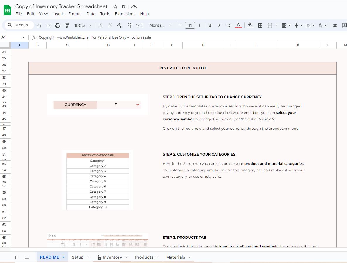 Business Inventory Tracker Spreadsheet Google Sheets 