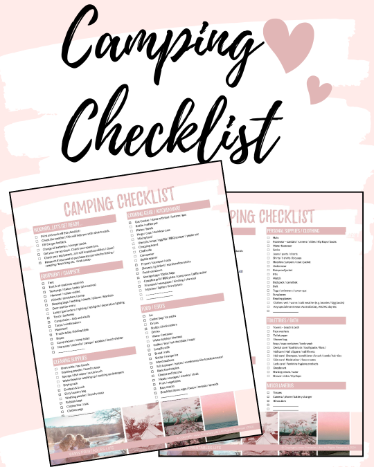 Family camping checklist 2 pages editable word doc pink essentials for camping trip au