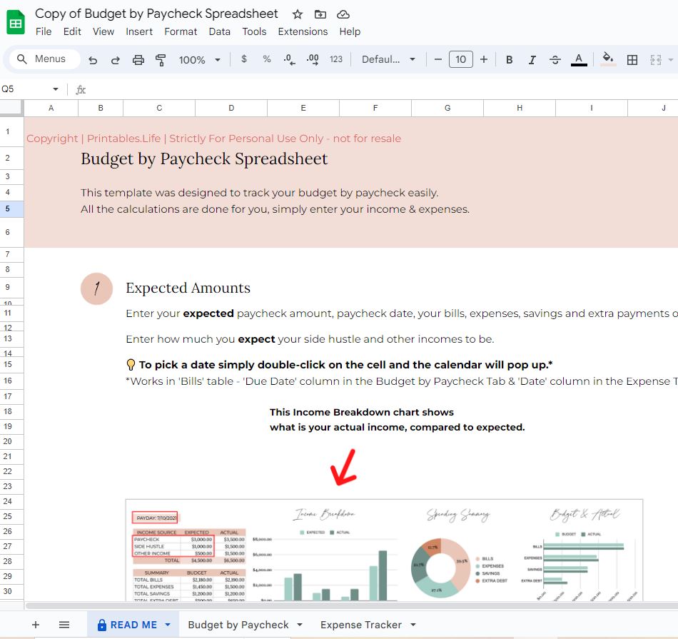 Budget by Payslip Spreadsheet Google Sheets Instant Download 