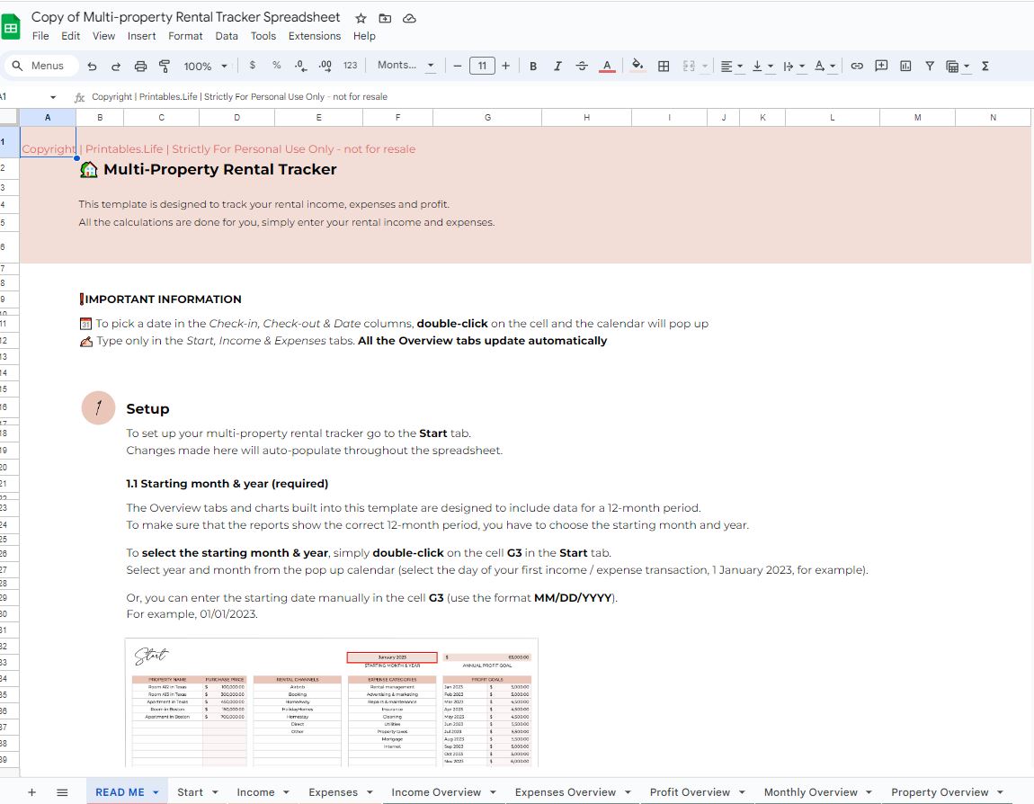 Get your multiple property income spreadsheet for google sheets